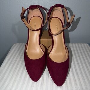 Lane Bryant shoes Faux Suede Block Heels W/Ankle Strap Sz 11  Burgundy